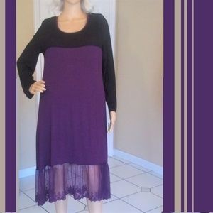 Deep Purple Lace Hem Lightweight Jersey Shift